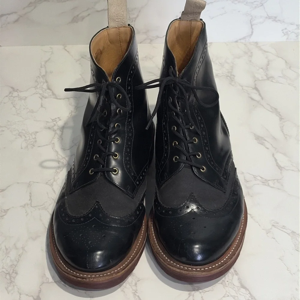 Dr. Martens Bentley Brogue Wingtip Ankle Boots Mens‎ 8 Black Leather Lace Up
